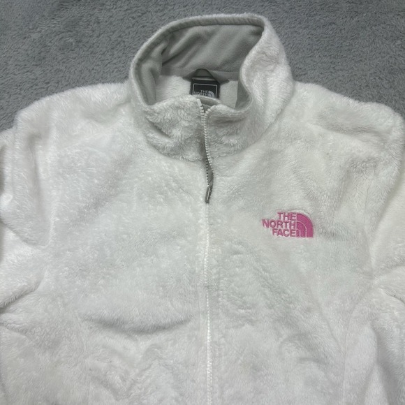 The North Face Osito Jacket Womens M White Pink Ribbon Breast Cancer Fleece FZip - Picture 4 of 14
